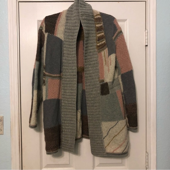 Anthropologie Sleeping On Snow Patch Knit Color-block Wool Blend Cardigan - Picture 3 of 7